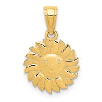14K Yellow Gold Polished Sun Pendant with Face view 1