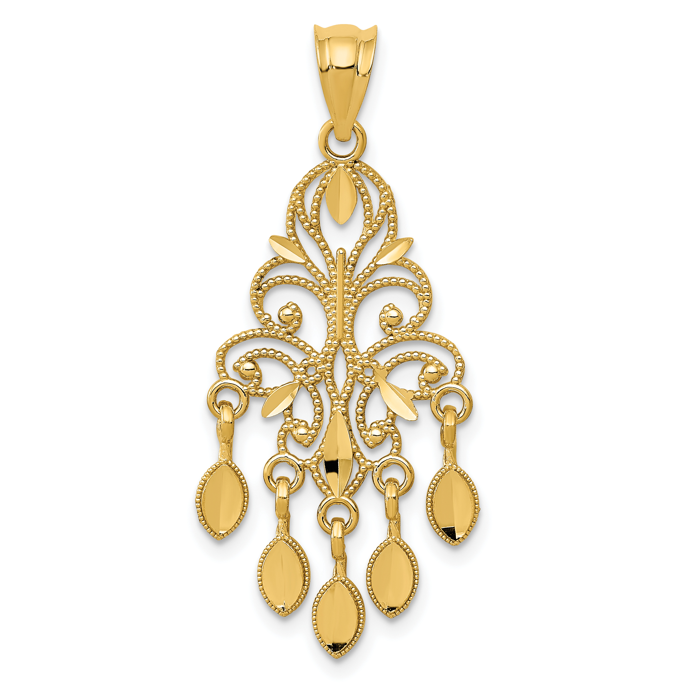 14k Polished Diamond-cut Chandelier Pendant (D1265)