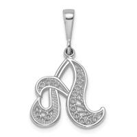14K White Gold Solid Polished Script Filigree Letter a Initial Pendant view 1