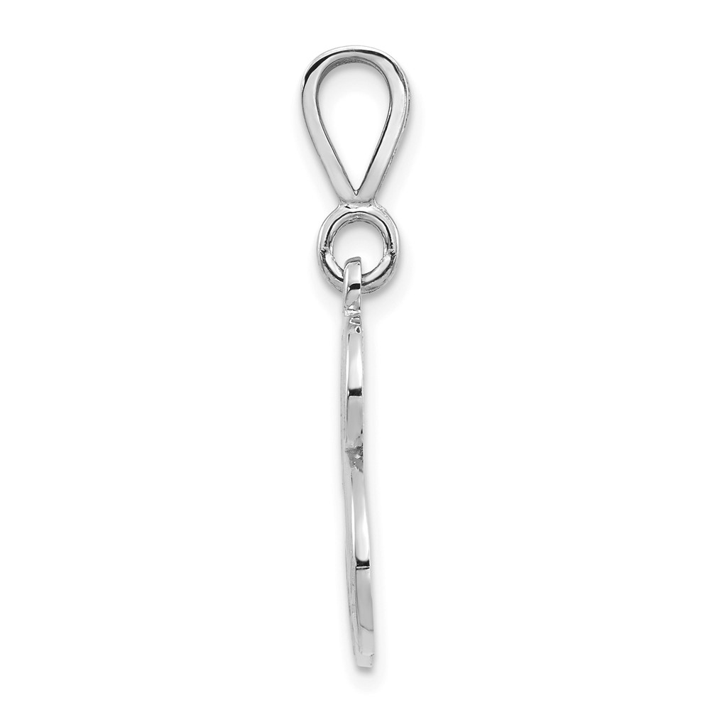 14KW White Gold Solid Polished Script Filigree Letter B Initial Pendant (D1281B)