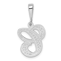 14KW White Gold Solid Polished Script Filigree Letter C Initial Pendant view 3