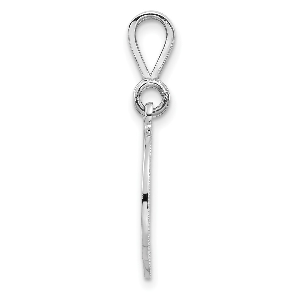 14KW White Gold Solid Polished Script Filigree Letter D Initial Pendant (D1281D)