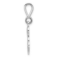 14KW White Gold Solid Polished Script Filigree Letter E Initial Pendant view 2