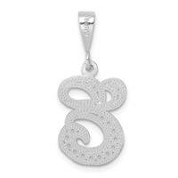 14KW White Gold Solid Polished Script Filigree Letter E Initial Pendant view 3