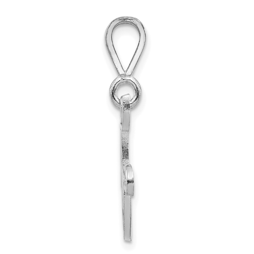 14KW White Gold Solid Polished Script Filigree Letter F Initial Pendant (D1281F)