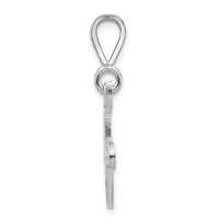 14K White Gold Solid Polished Script Filigree Letter F Initial Pendant view 2