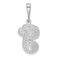 14K White Gold Solid Polished Script Filigree Letter G Initial Pendant view 3