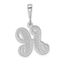 14K White Gold Solid Polished Script Filigree Letter H Initial Pendant view 3