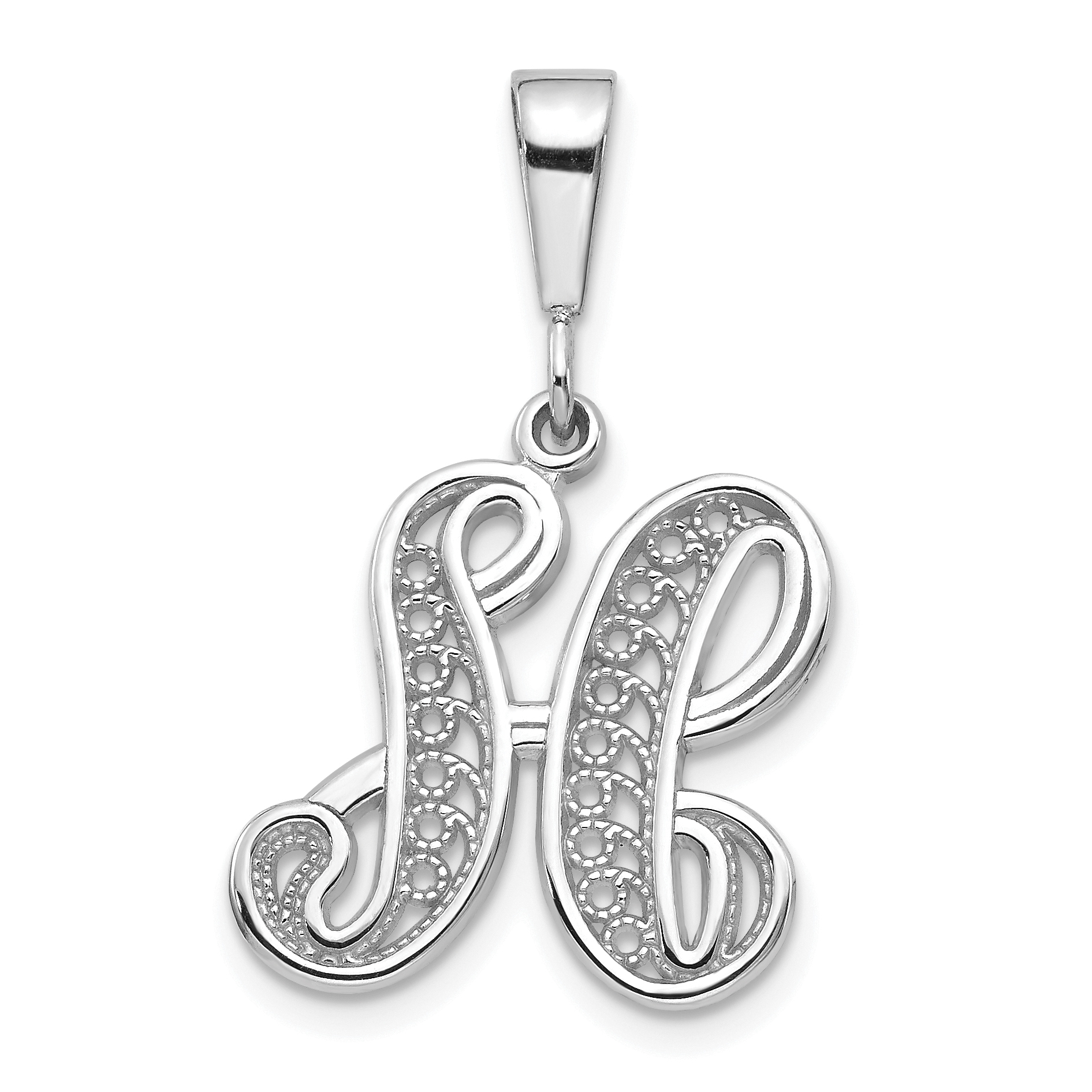 10KW Filigree Initial H Pendant (10D1281H)