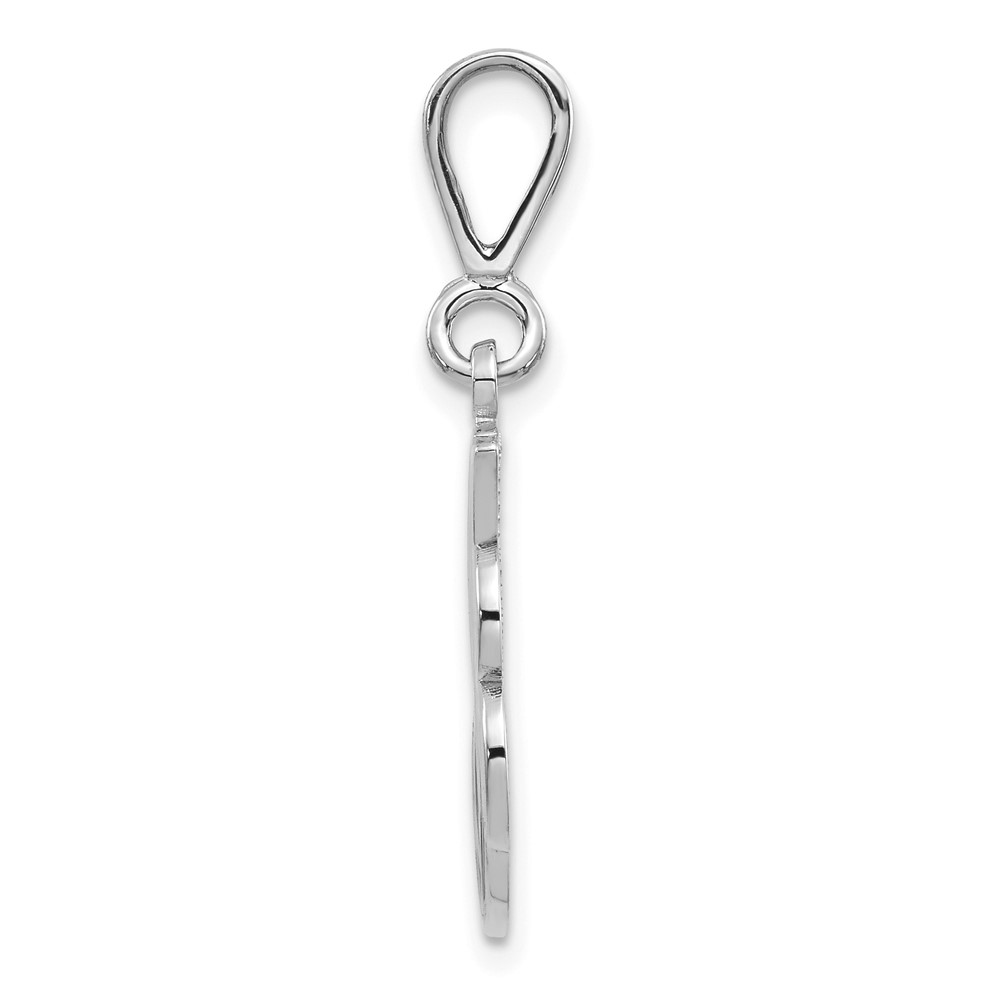 14KW White Gold Solid Polished Script Filigree Letter J Initial Pendant (D1281J)