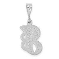 14KW White Gold Solid Polished Script Filigree Letter J Initial Pendant view 3