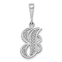 14KW White Gold Solid Polished Script Filigree Letter J Initial Pendant view 1