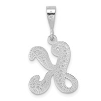 14K White Gold Solid Polished Script Filigree Letter K Initial Pendant view 3