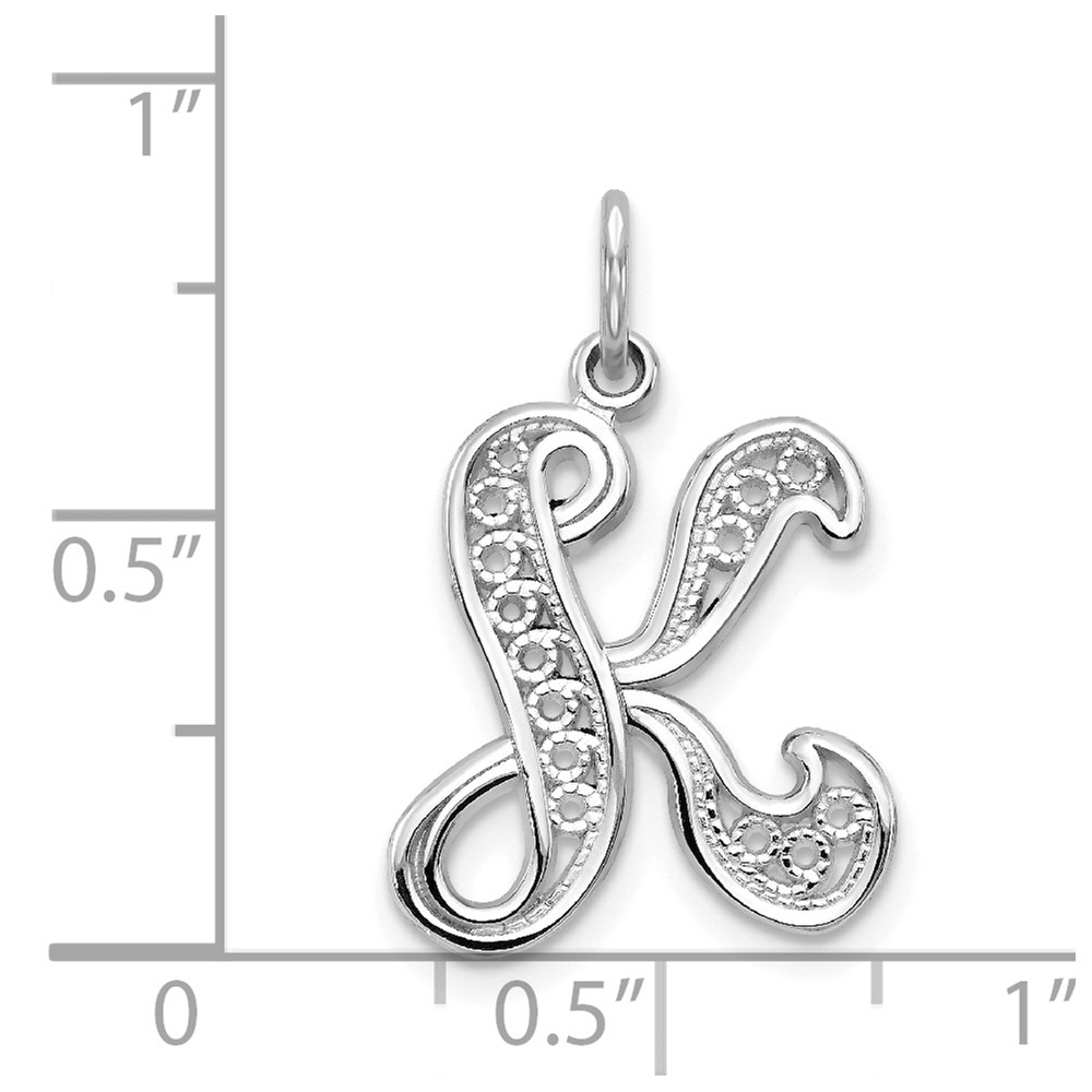 10KW Filigree Initial K Pendant (10D1281K)