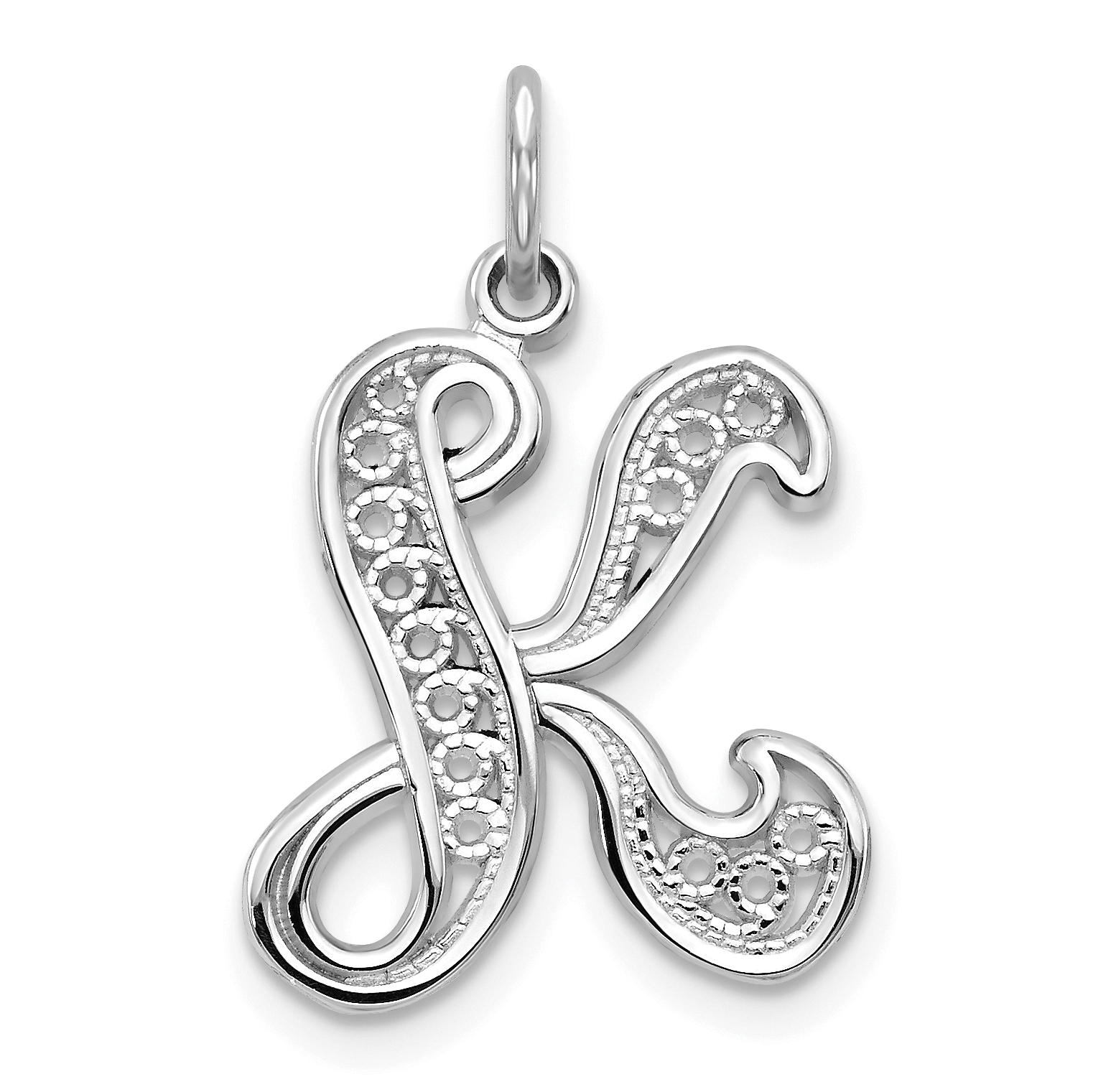 10KW Filigree Initial K Pendant (10D1281K)
