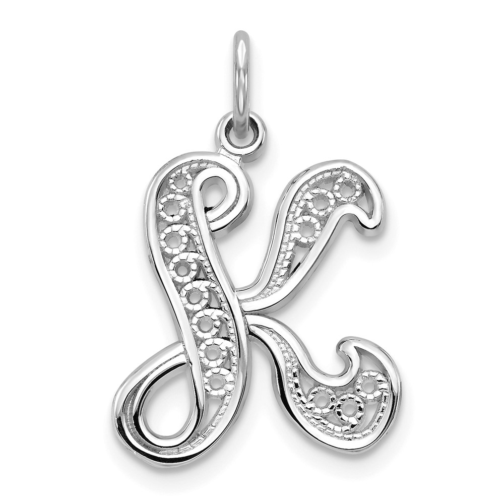 10KW Filigree Initial K Pendant (10D1281K)
