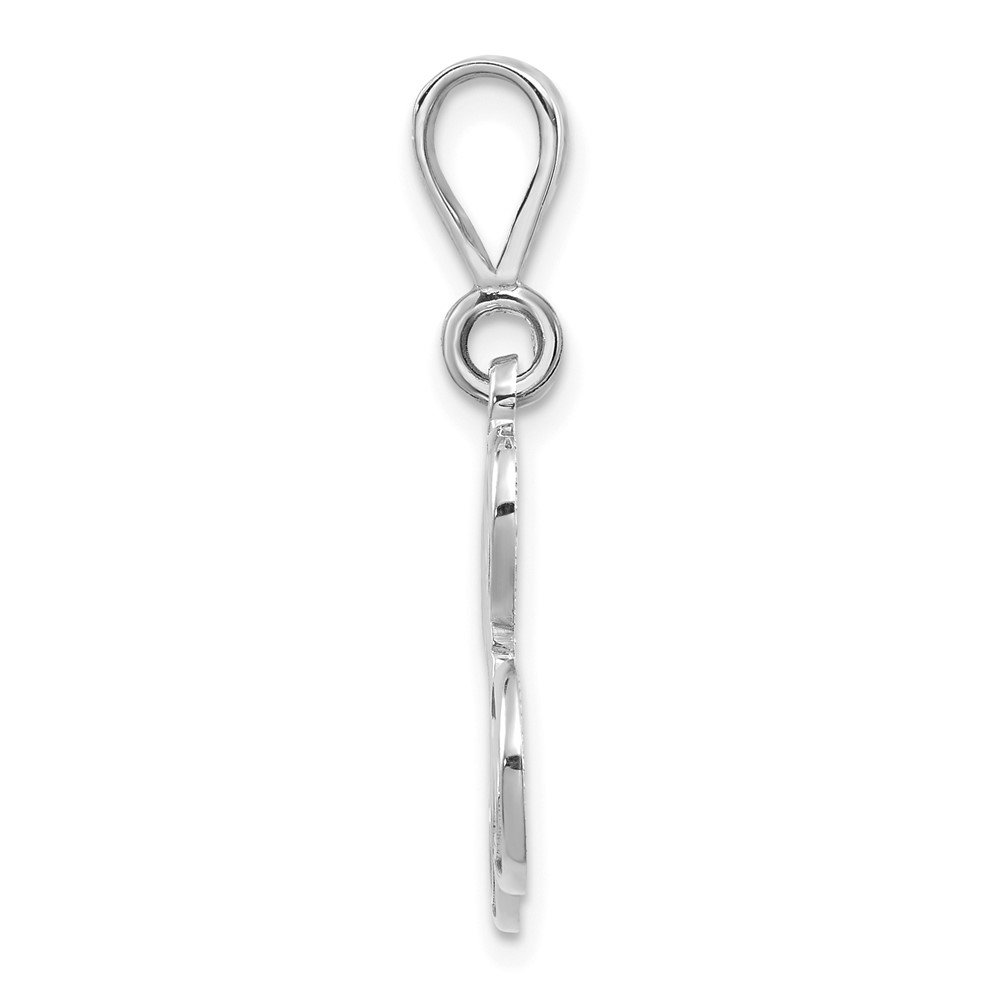14KW White Gold Solid Polished Script Filigree Letter L Initial Pendant (D1281L)