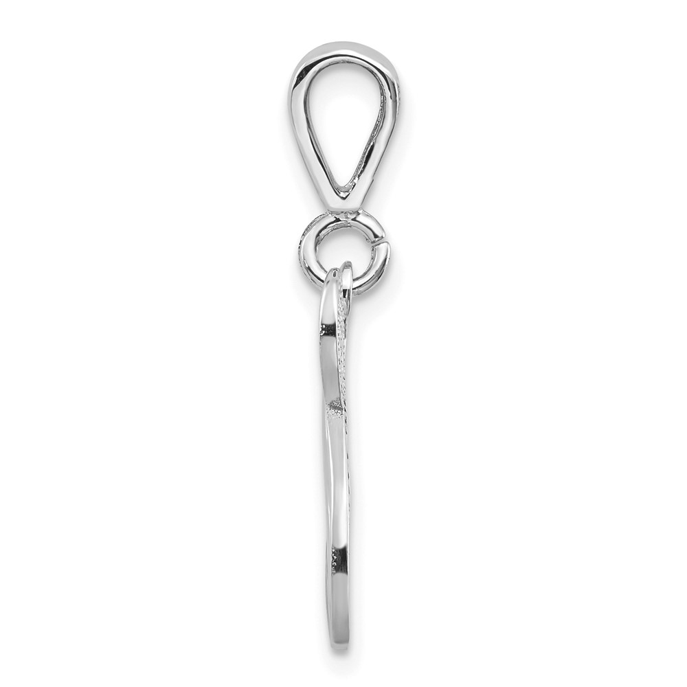 14KW White Gold Solid Polished Script Filigree Letter N Initial Pendant (D1281N)