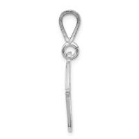 14KW White Gold Solid Polished Script Filigree Letter O Initial Pendant view 2