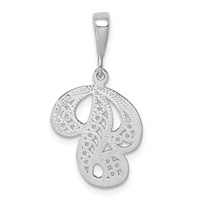 14K White Gold Solid Polished Script Filigree Letter P Initial Pendant view 3