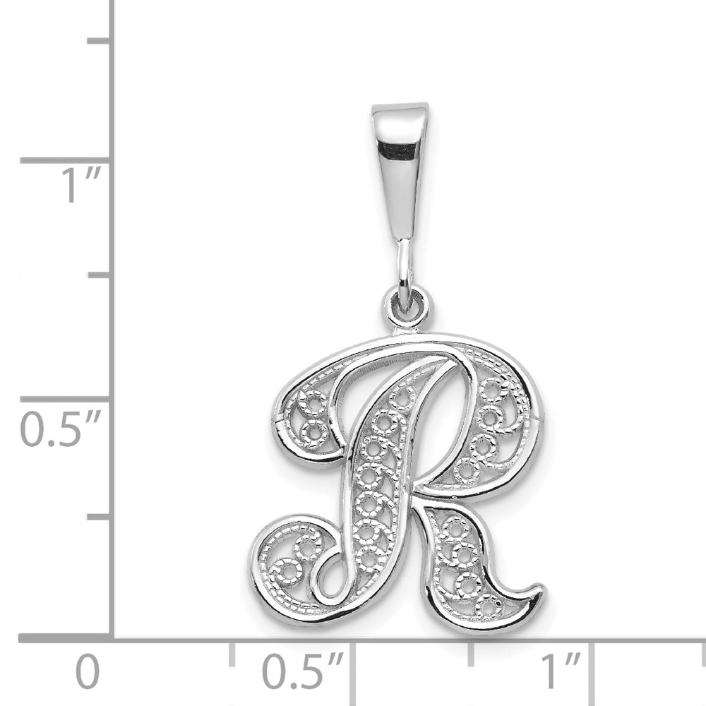 10KW Filigree Initial R Pendant (10D1281R)