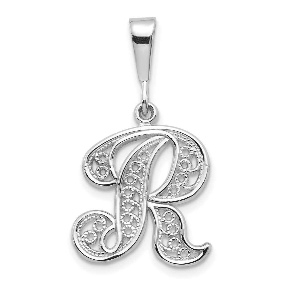 10KW Filigree Initial R Pendant (10D1281R)