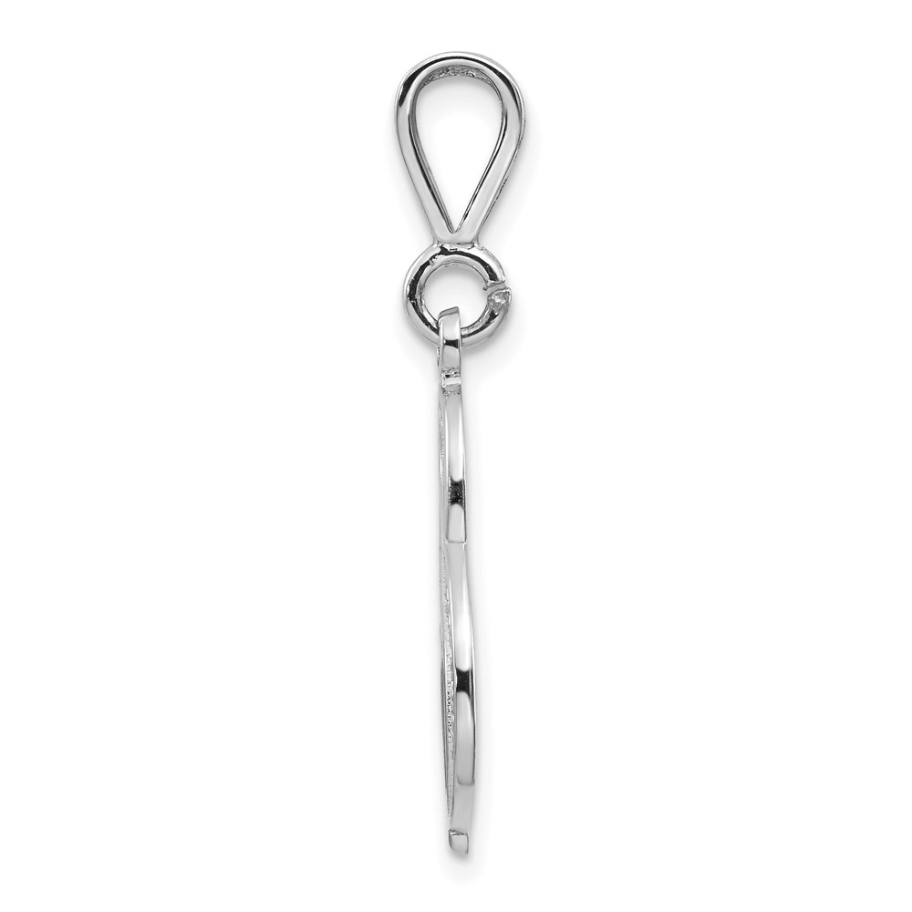 14KW White Gold Solid Polished Script Filigree Letter S Initial Pendant (D1281S)