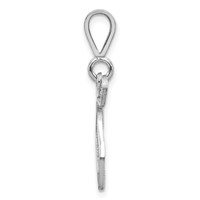 14K White Gold Solid Polished Script Filigree Letter T Initial Pendant view 2