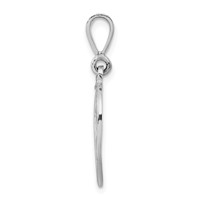 14K White Gold Solid Polished Script Filigree Letter V Initial Pendant view 2
