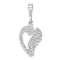 14K White Gold Solid Polished Script Filigree Letter V Initial Pendant view 3