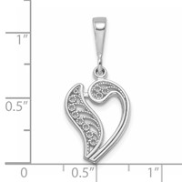14K White Gold Solid Polished Script Filigree Letter V Initial Pendant view 4