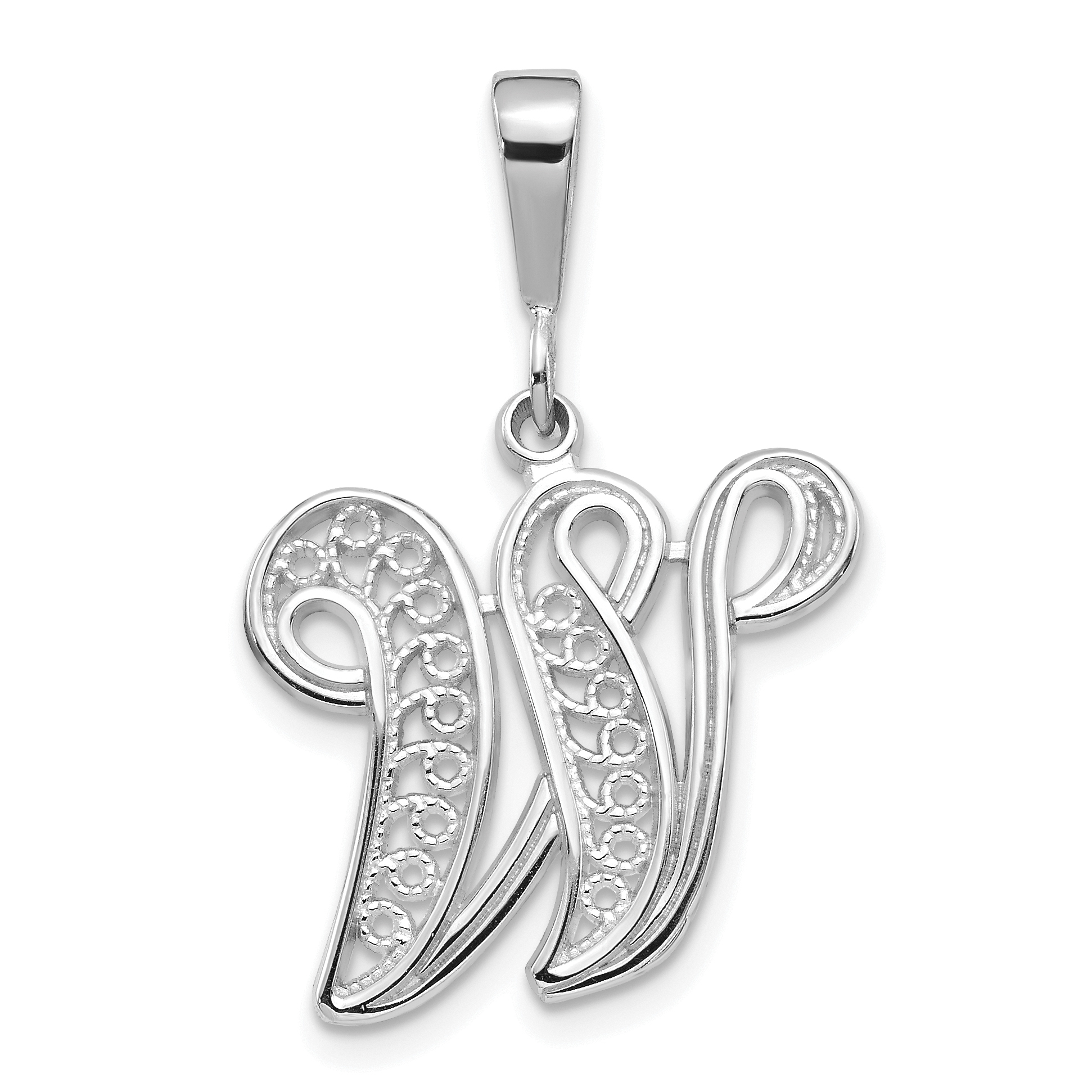 10KW Filigree Initial W Pendant (10D1281W)