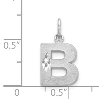 14K White Gold Satin Diamond-cut Letter B Initial Charm view 3