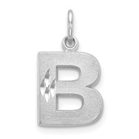 14K White Gold Satin Diamond-cut Letter B Initial Charm view 1