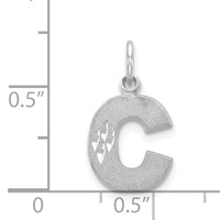 14K White Gold Satin Diamond-cut Letter C Initial Charm view 3