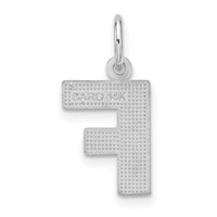 14K White Gold Satin Diamond-cut Letter F Initial Charm view 3