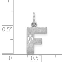 14K White Gold Satin Diamond-cut Letter F Initial Charm view 4
