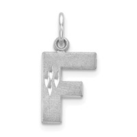 14K White Gold Satin Diamond-cut Letter F Initial Charm view 1