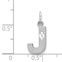 14K White Gold Satin Diamond-cut Letter J Initial Charm view 3