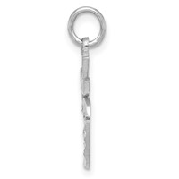14K White Gold Diamond-cut Apple Charm view 2