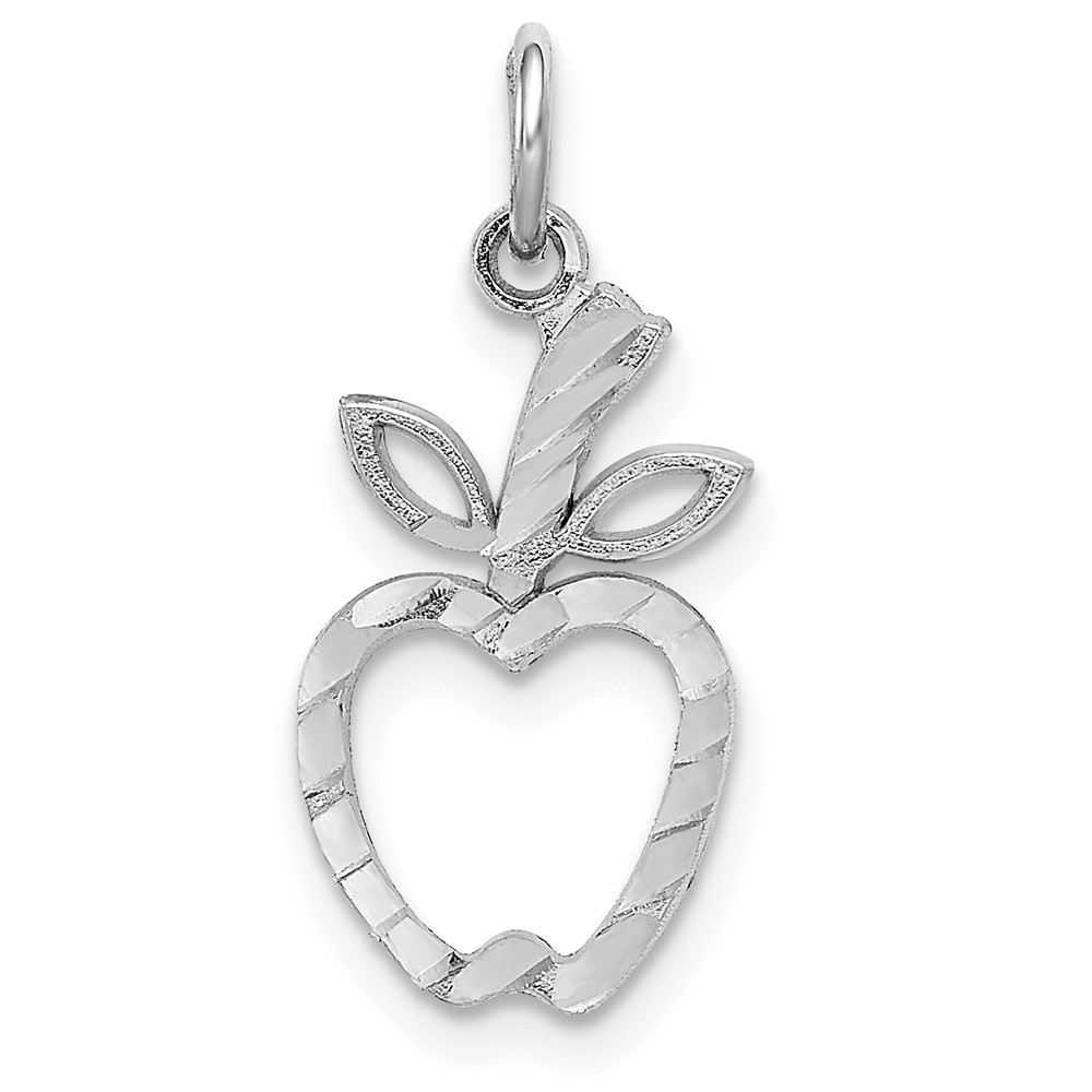 14K White Gold Diamond-cut Apple Charm