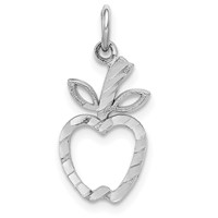 14K White Gold Diamond-cut Apple Charm view 1