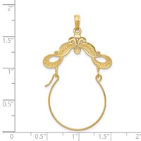 14K Yellow Gold Polished Ribbon Charm Holder Pendant view 3