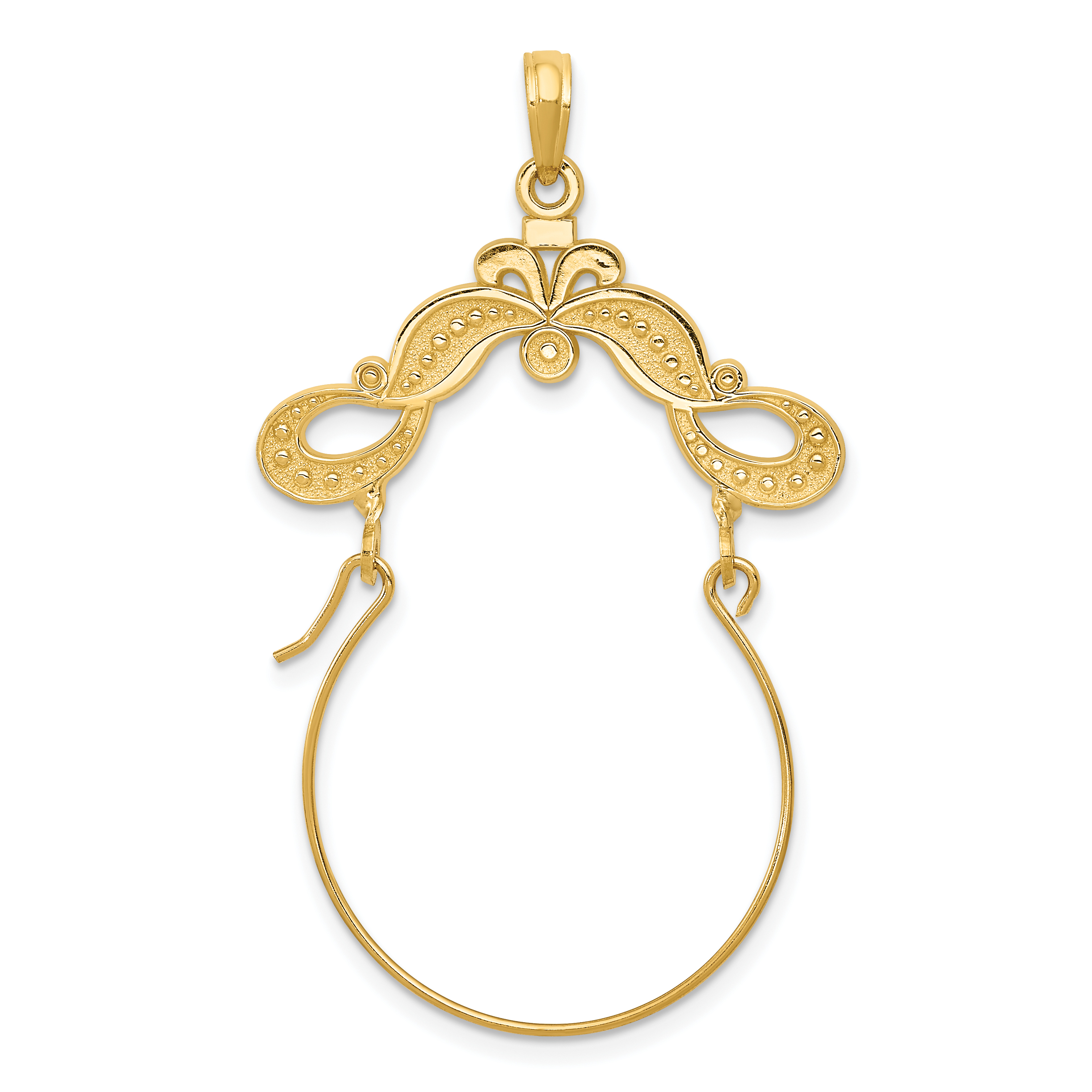 14k Polished Ribbon Decorated Charm Holder (D1307)