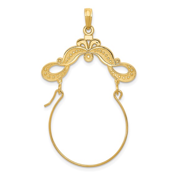 14k Polished Ribbon Charm Holder Pendant