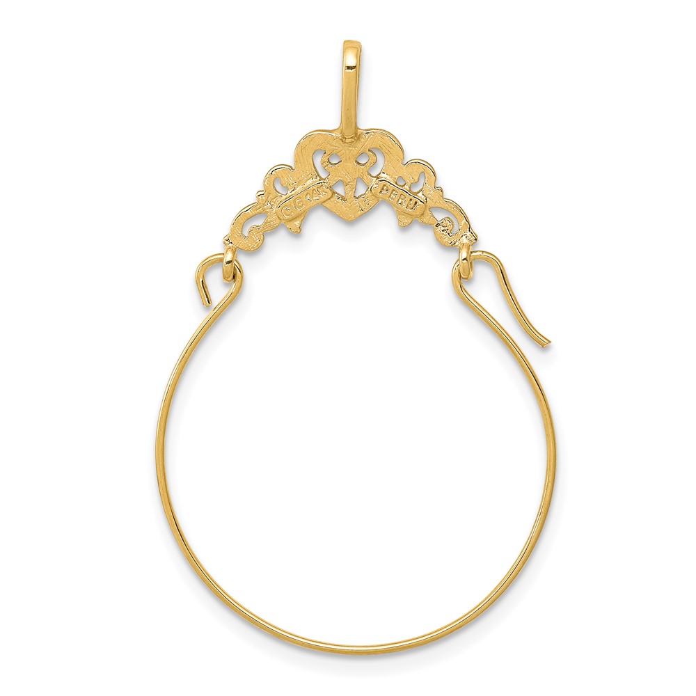 14k Polished Filigree Heart Charm Holder (D1308)