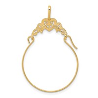 14K Yellow Gold Polished Filigree Heart Charm Holder Pendant view 4