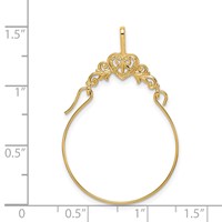 14K Yellow Gold Polished Filigree Heart Charm Holder Pendant view 3
