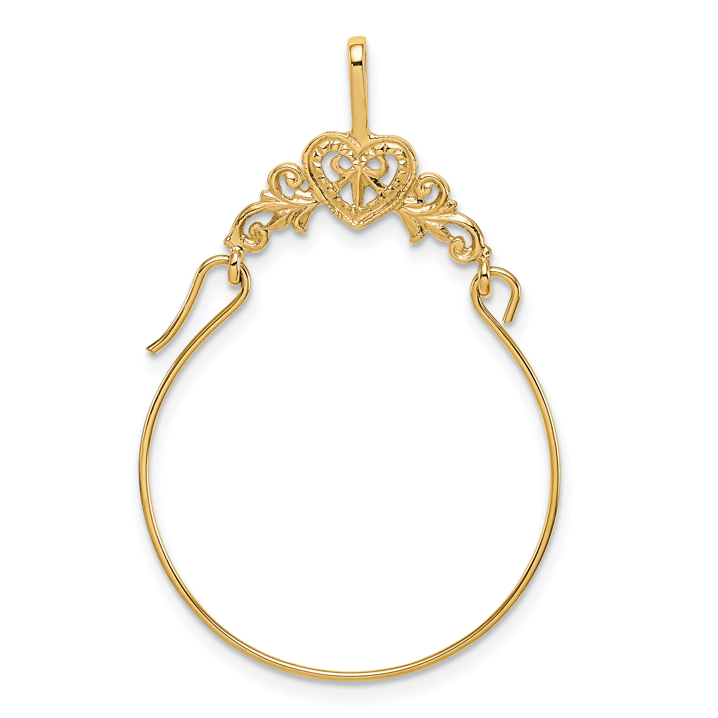 14k Polished Filigree Heart Charm Holder (D1308)