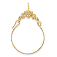 14K Yellow Gold Polished Filigree Heart Charm Holder Pendant view 1